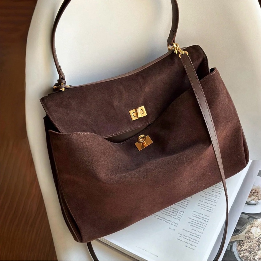 Chic Brown Suede Shoulder Bag
